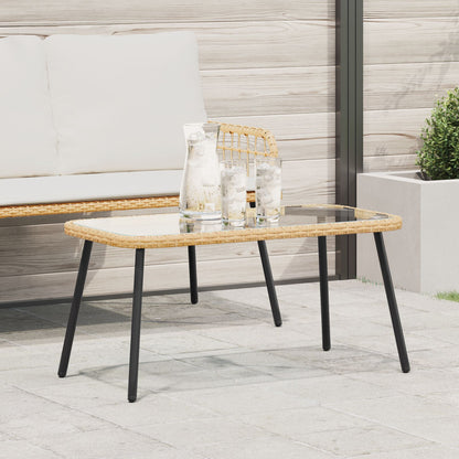 Salontafel 90X45X42 Cm Poly Rattan Natuurlijk