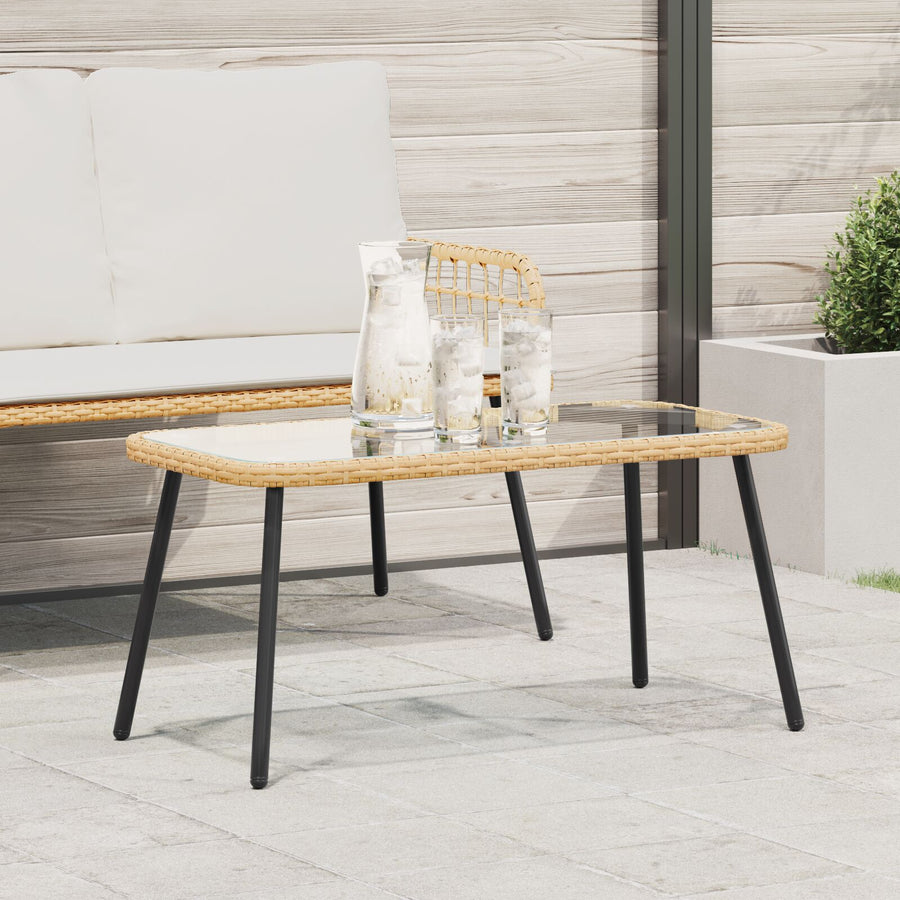 Salontafel 90X45X42 Cm Poly Rattan Natuurlijk