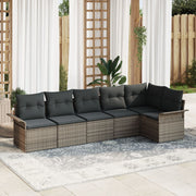 Tuinset polyrattan 6 zitplaatsen grijs