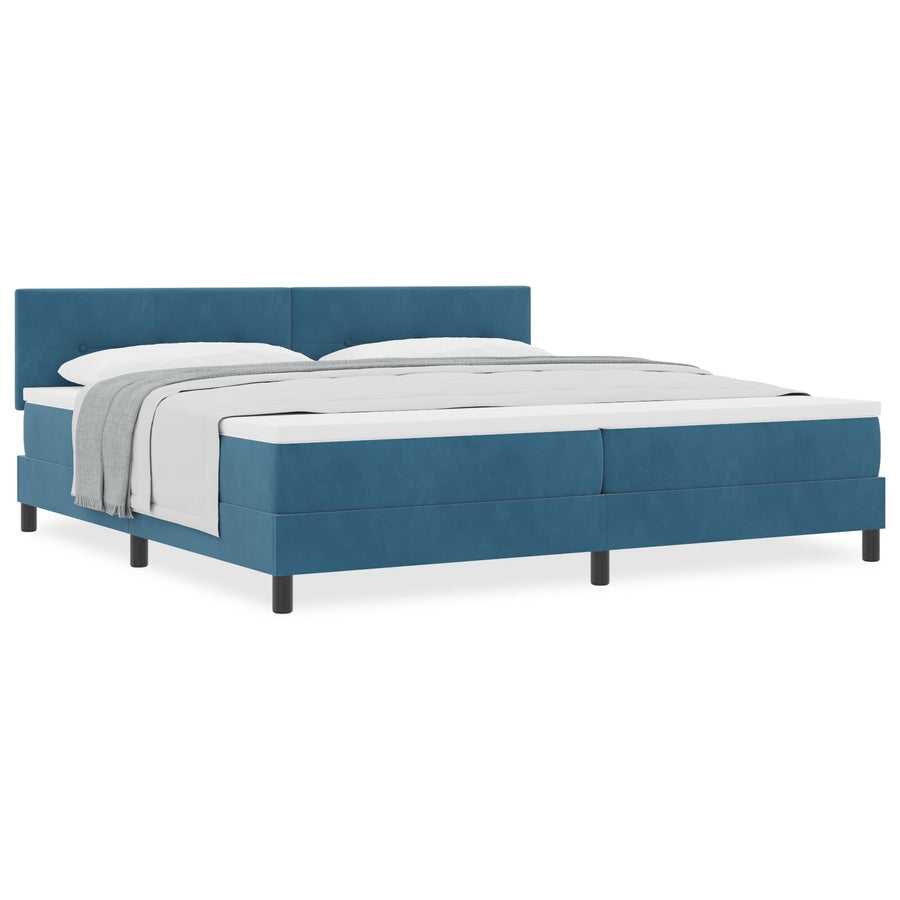 Boxspring Bed Met Matras Donkerblauw 200X200 Cm Fluweel Blauw