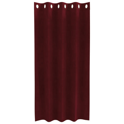 Zwarte Outdoorgordijnen 2 Stuks Velours Bordeauxrood 140 x 175 cm met oogjes