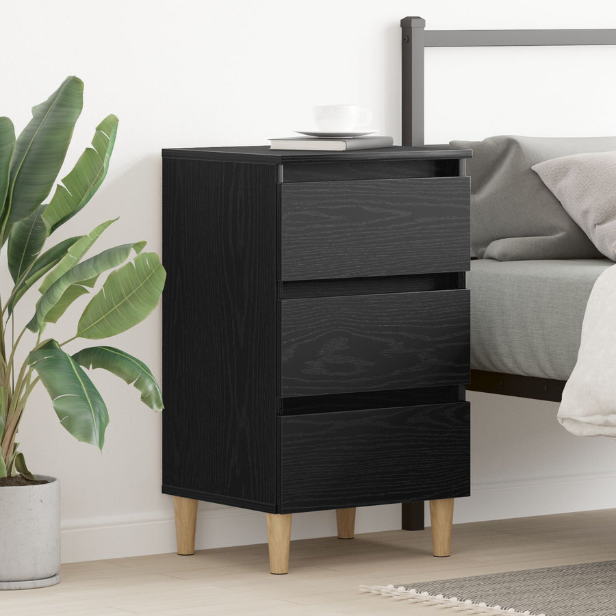 Nachtkastje Met Houten Poot 40X35X69 Cm Zwart eiken