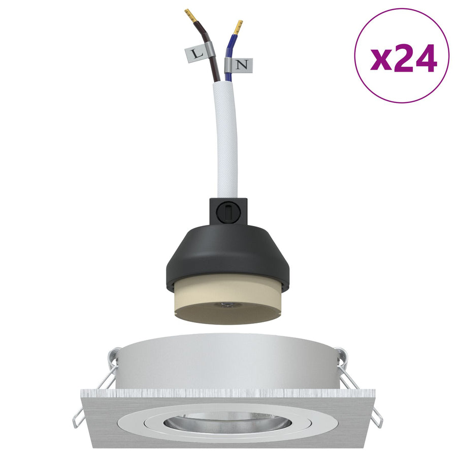 Ingebouwde Spots 24 Stuks Vierkante Gu10 Zilver 91X91 Mm