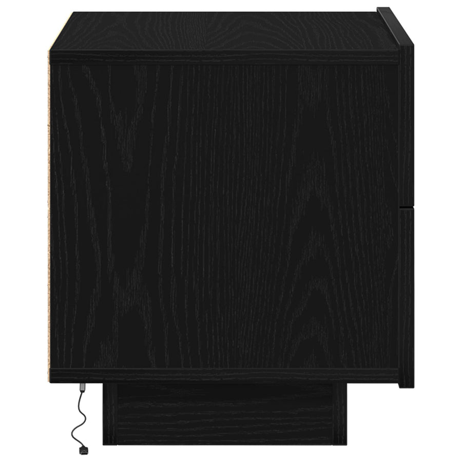 Nachtkastje Met Led-Verlichting 70X36X40.5 Cm Zwart eiken