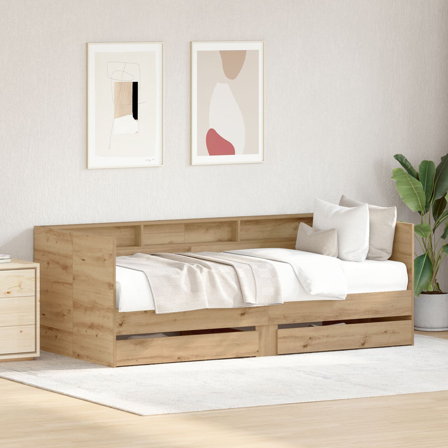 Daybed In Artisanale Eik Artisanale Eik Bewerkt Hout 100 X 200 Cm Ambachtelijk Eiken