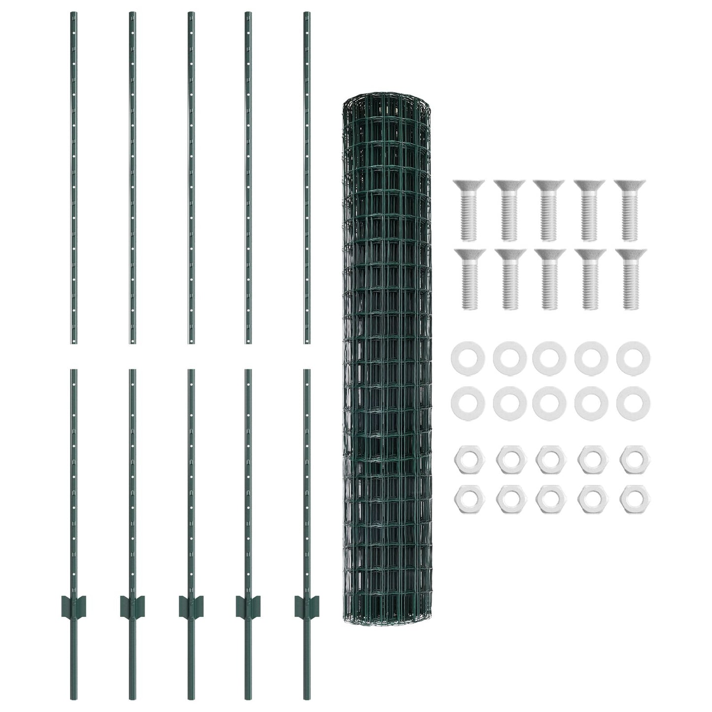 Euro Hek Met 5 U Palen Groen 1.6X10 M Staal