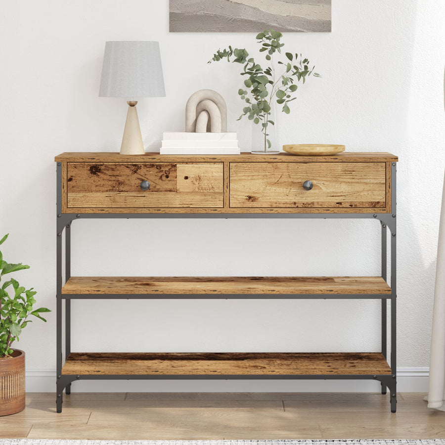 Console Tafel Oud Hout 100X25X75 Cm Engineerend Hout En Staal