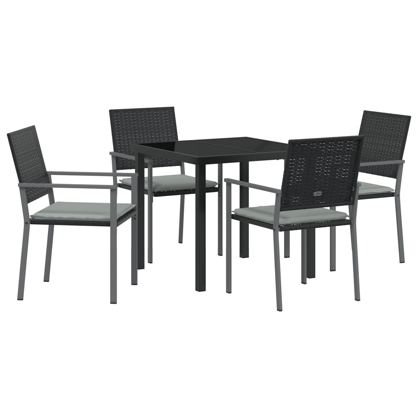 Set Van 3 Zwart Pe Rattan, Gepoedercoat Staal Standaard