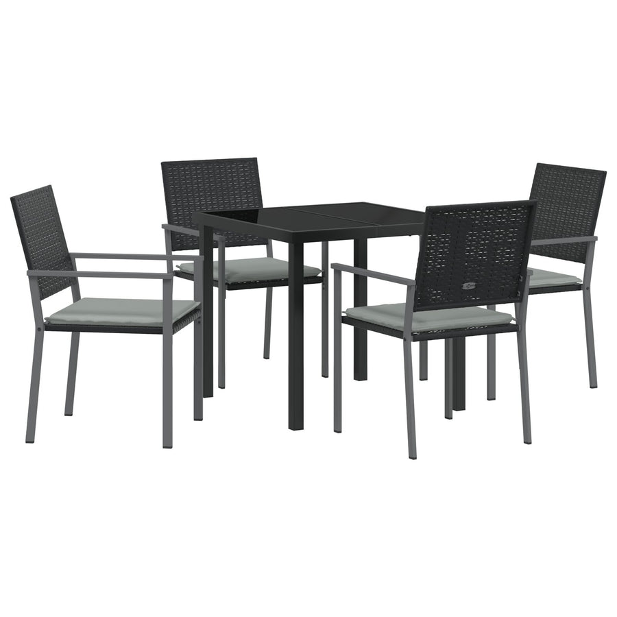 Set Van 3 Zwart Pe Rattan, Gepoedercoat Staal Standaard