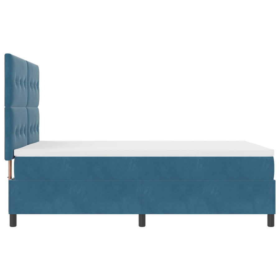 Boxspringbed Met Matras Donkerblauw 140X190 Cm Fluweel Blauw