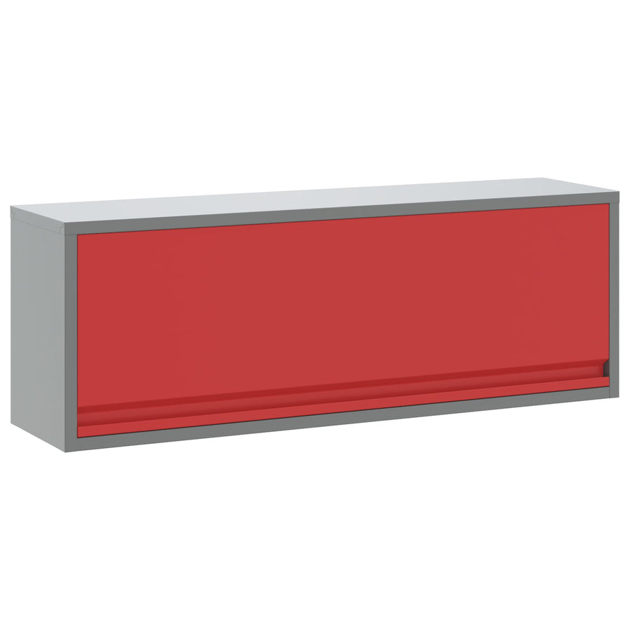Muurbevestigde Gereedschapskast Met Gaslift Deur, , 100X25X35 Cm 100 cm Rood en Grijs