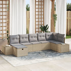 Tuinset poly rattan 7-delig grijs beige