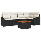 Garden Bench Set with Cushion 6 pcs Black poly rattan