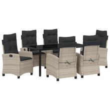 7-Delig Tuin Dinerset Met Kussens Lichtgrijs Poly Rattan