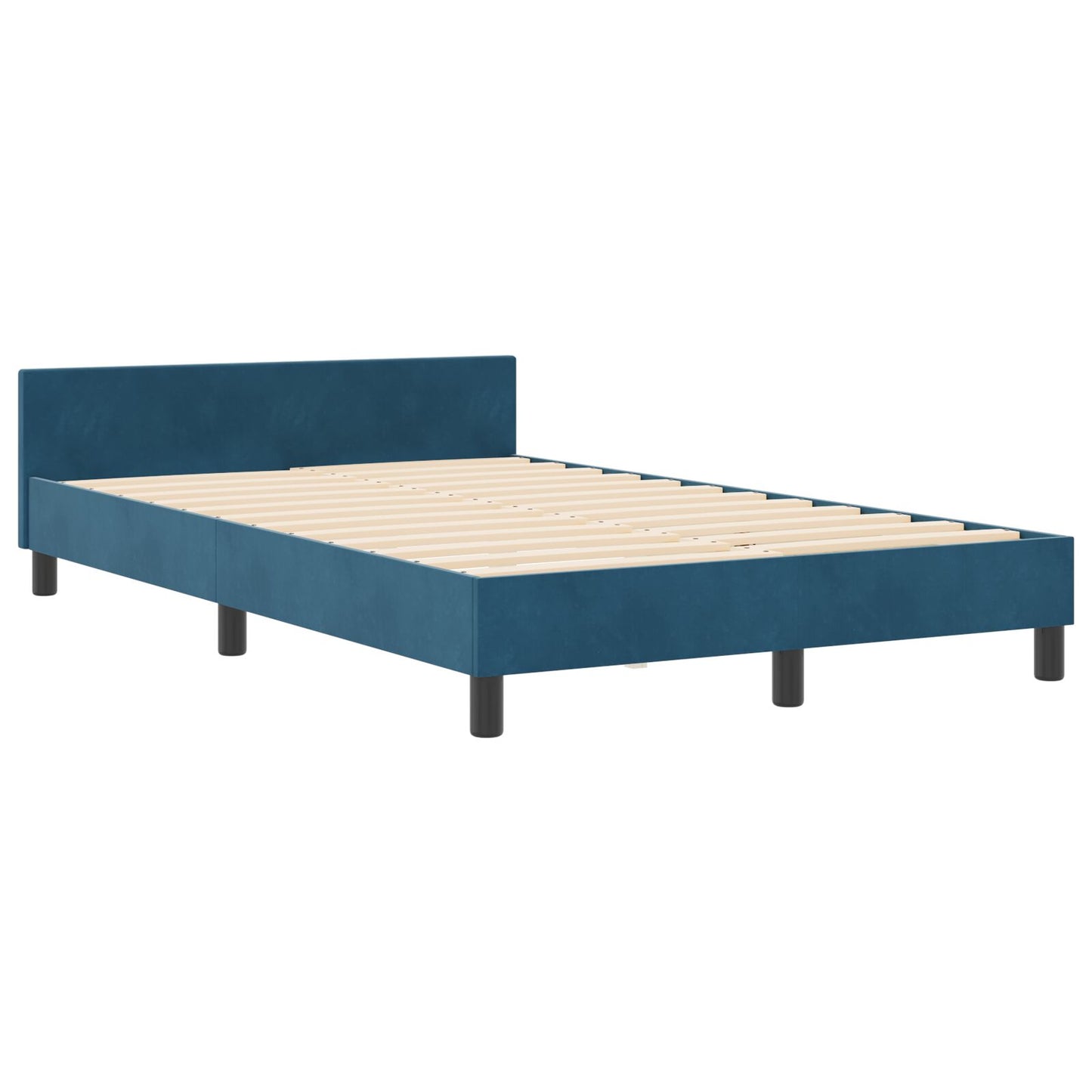 Bedframe Donkerblauw 120X190 Cm Fluweel Crème