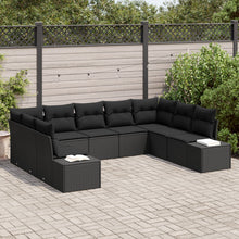 9 Delige Tuin Sofa Set Met Kussens Zwarte Poly Riet