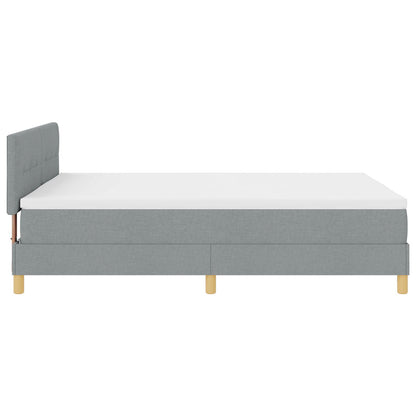 Boxspring Bed Met Matras Stof Lichtgrijs 160 x 200 cm Knopen tufted