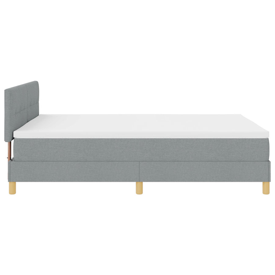 Boxspring Bed Met Matras Stof Lichtgrijs 160 x 200 cm Knopen tufted