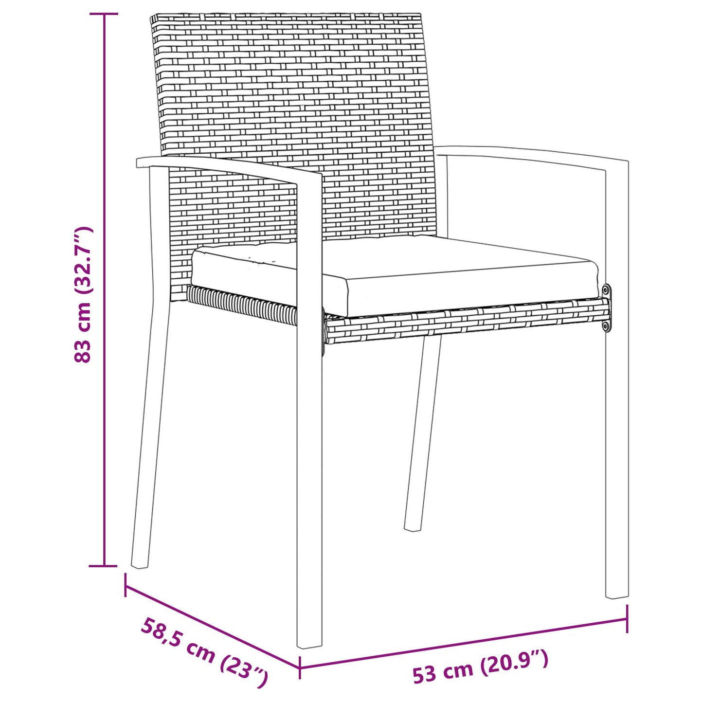 7-Delige Tuinset Grijs Poly Rattan