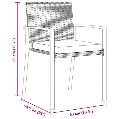 7-Delige Tuinset Grijs Poly Rattan