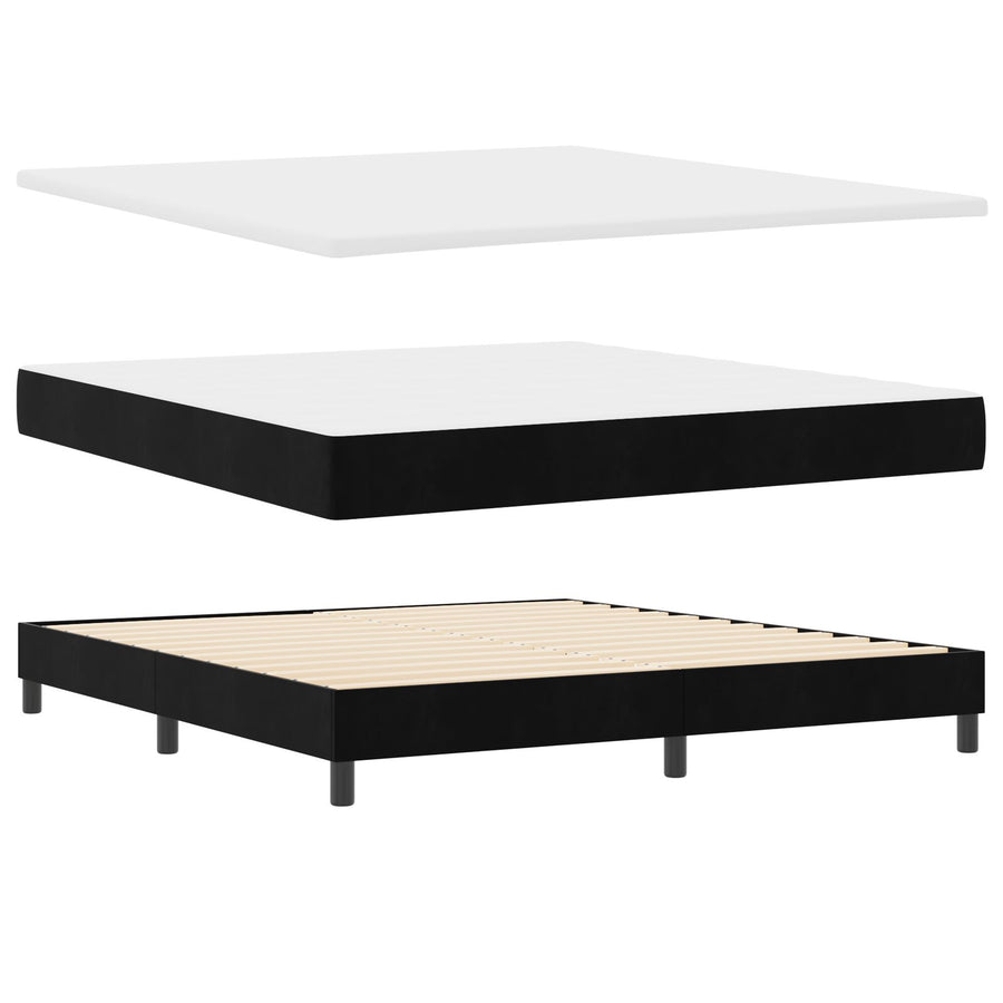 Boxspringbed Met Matras Zwart Super King Velvet Blauw
