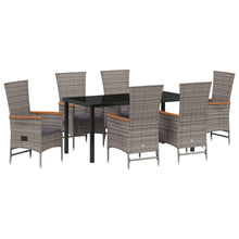 7-Delige Tuin Eetset Met Kussens Grijs Poly Rattan