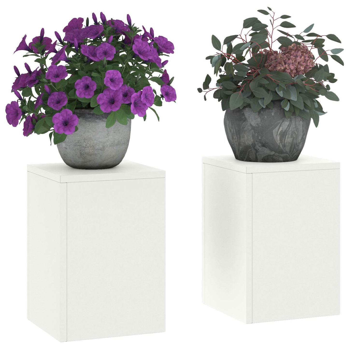 Buiten Plantenstands Pilar 2 Stuks 24X24X35 Cm Staal Wit 2x (35 cm)