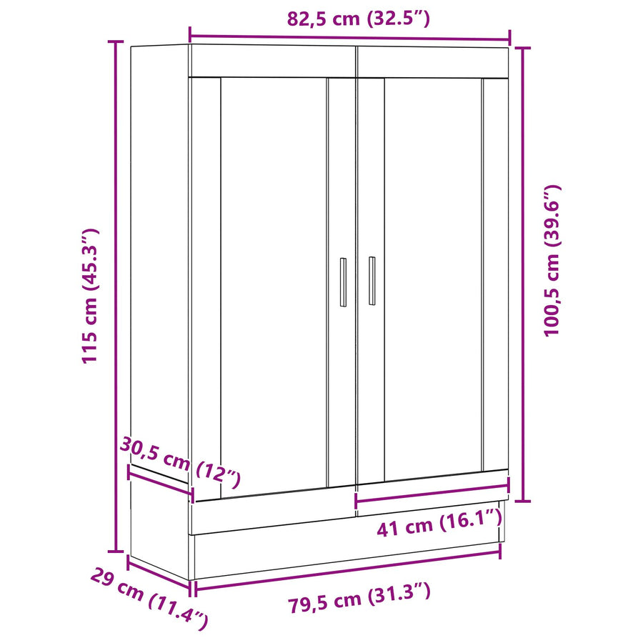 Boekenkast Zwart Eiken 82,5X30,5X115 Cm Gelaagd Hout