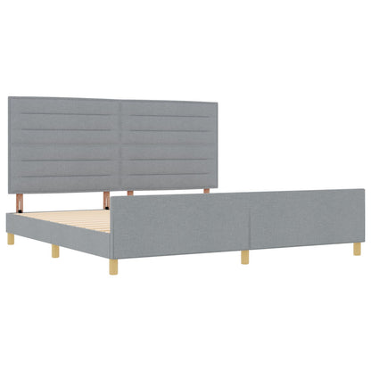 Bedframe In Licht Grijs, 200X200 Cm, Stof Crème
