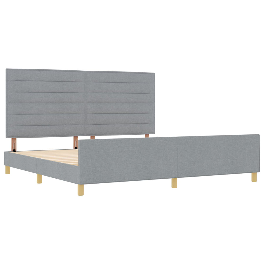Bedframe In Licht Grijs, 200X200 Cm, Stof Crème