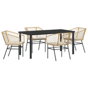 Tuinstoelenset 5-delig poly rattan bruin