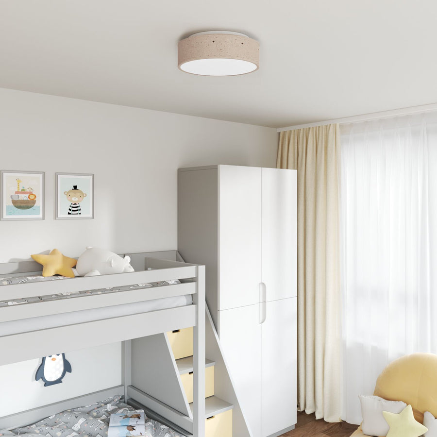Plafondlampen Ø 38 Cm Stof E27 Ø38 x 13.5 cm Taupe met sterrenlampenkap