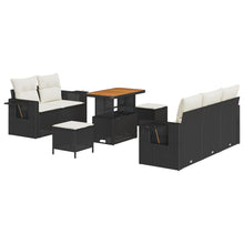 8-Delige Tuin Sofa Set Met Kussens Zwart Poly Rattan Acacia, 3-Delige Tuin Eetset Met Kussens Zwart Poly Rattan Acacia Wit