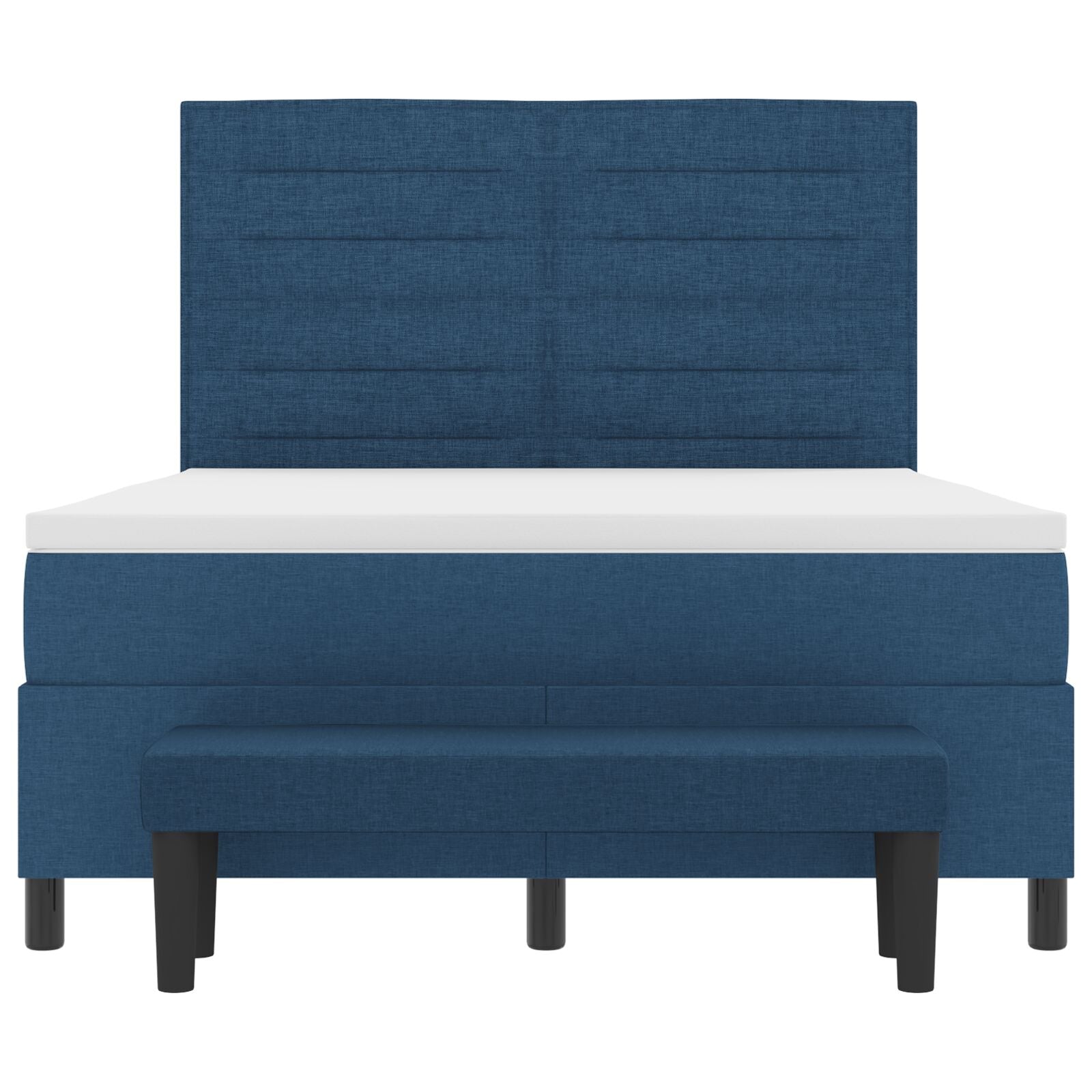 Boxspring Bed Met Matras & Bank Stof Blauw 140 x 200 cm Lijnen ontwerp