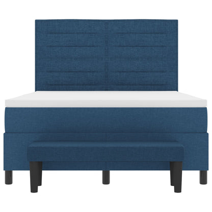 Boxspring Bed Met Matras & Bank Stof Blauw 140 x 200 cm Lijnen ontwerp