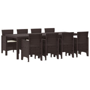 Tuinset 9-delig poly rattan bruin
