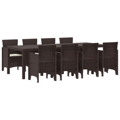 9-Delige Tuin Eettafel Set Met Kussens Bruin Poly Rattan