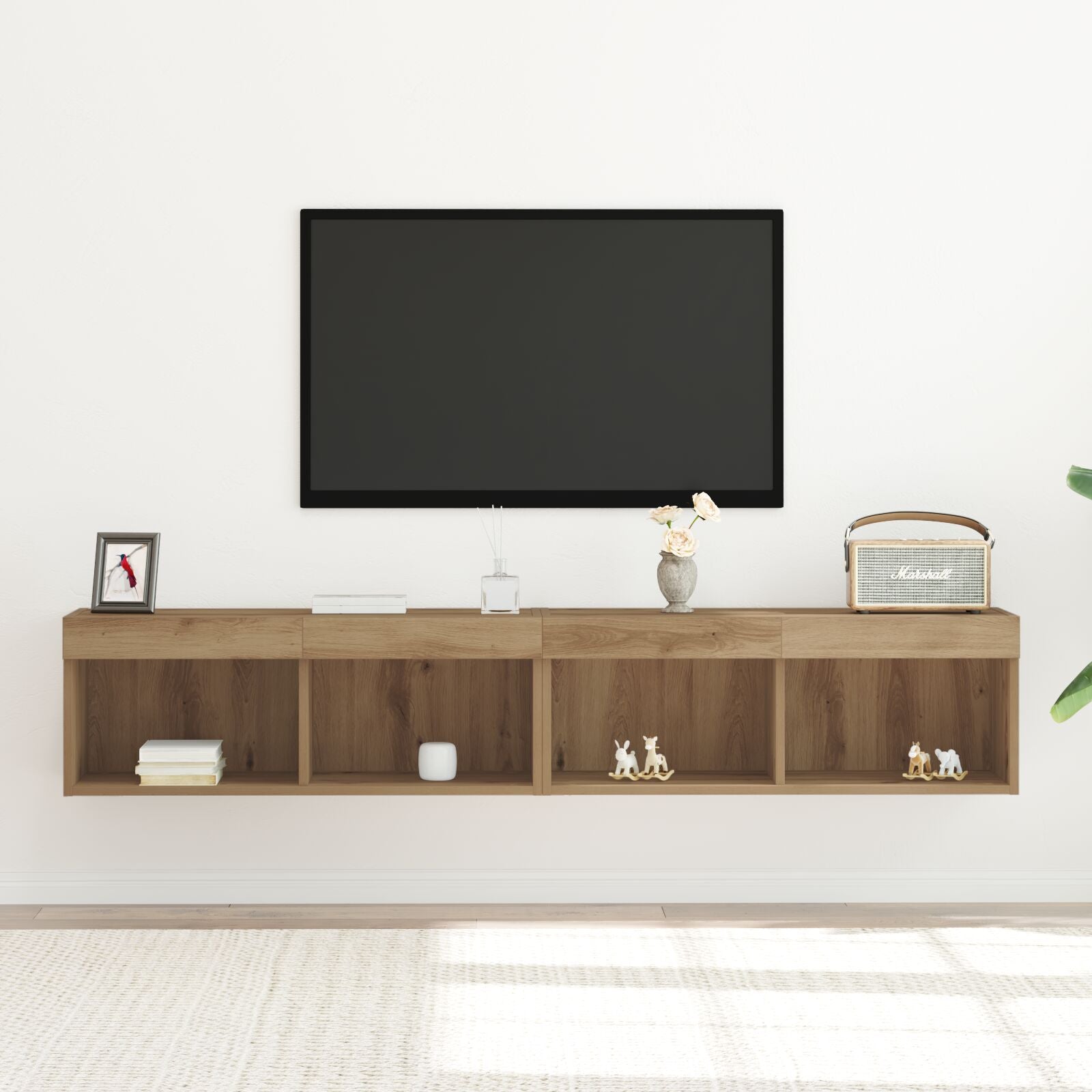 Tv Wandkasten Met Led Verlichting 2 Stuks Artisan Eiken