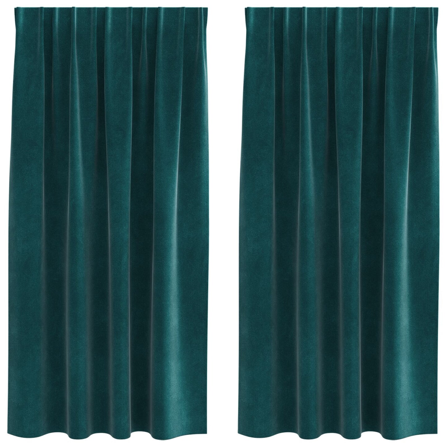 Zwarte Gordijnen Met Bovenband 2 Stuks Velours Donkergroen 140 x 175 cm met ingenaaid tape