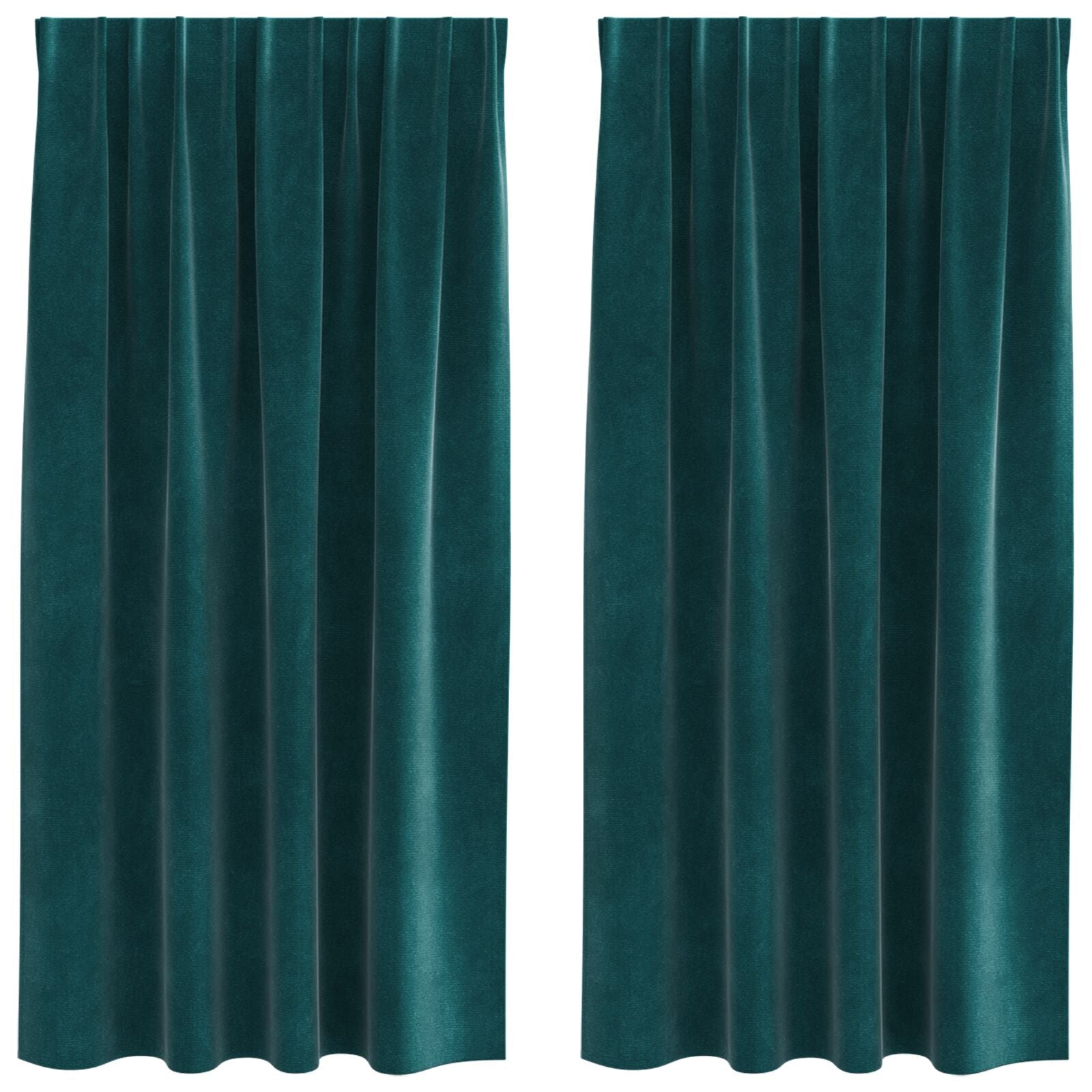 Zwarte Gordijnen Met Bovenband 2 Stuks Velours Donkergroen 140 x 175 cm met ingenaaid tape