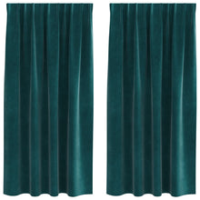 Zwarte Gordijnen Met Bovenband 2 Stuks Velours Donkergroen 140 x 175 cm met ingenaaid tape