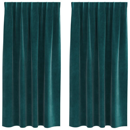 Zwarte Gordijnen Met Bovenband 2 Stuks Velours Donkergroen 140 x 175 cm met ingenaaid tape
