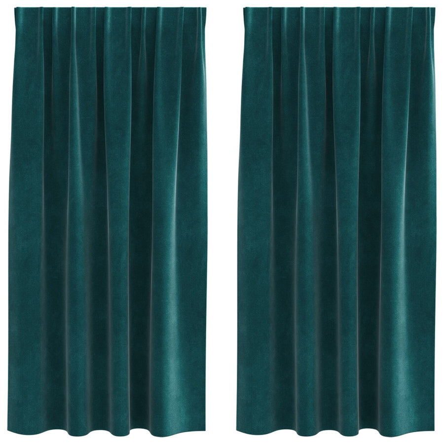 Zwarte Gordijnen Met Bovenband 2 Stuks Velours Donkergroen 140 x 175 cm met ingenaaid tape