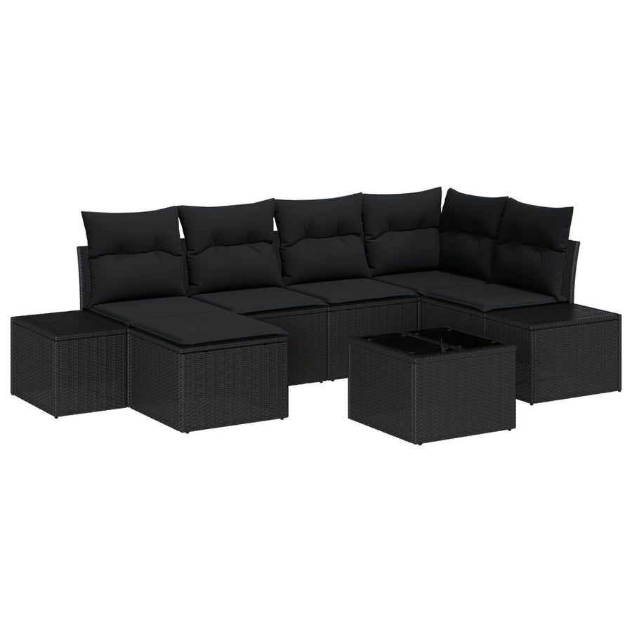 7-Delige Tuin Sofa Set Met Kussens Beige Poly Rattan