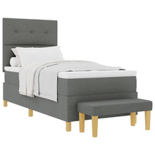 Boxspringbed Met Matras & Bank Stof Donkergrijs 80 x 200 cm Knop tufted