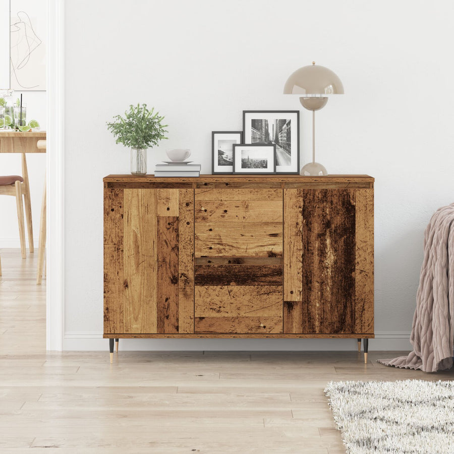 Dressoir Met Deuren & Lades Oud Hout 101,5X35X70 Cm