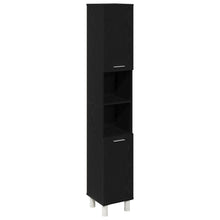 Badkamerkast Zwart Eiken 30X30X179 Cm Geengineerd Hout