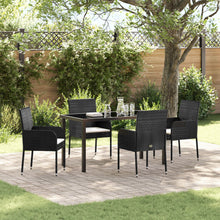 5-Delige Tuin Eetset Met Kussens Zwarte Poly Rattan