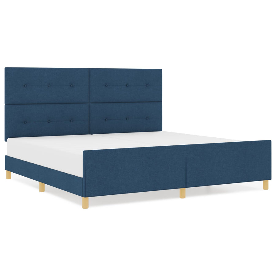 Bedframe Blauw 200X200 Cm Stoffering Crème
