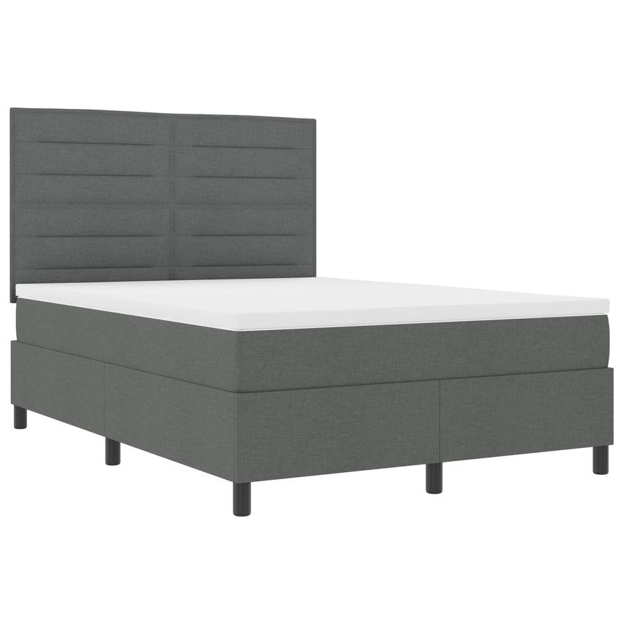 Boxspring Bed Met Matras Stof Donkergrijs 160 x 200 cm Lijnontwerp